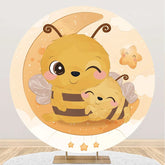 Aperturee - Moon Night Stars Little Bee Honeycomb Round Backdrop